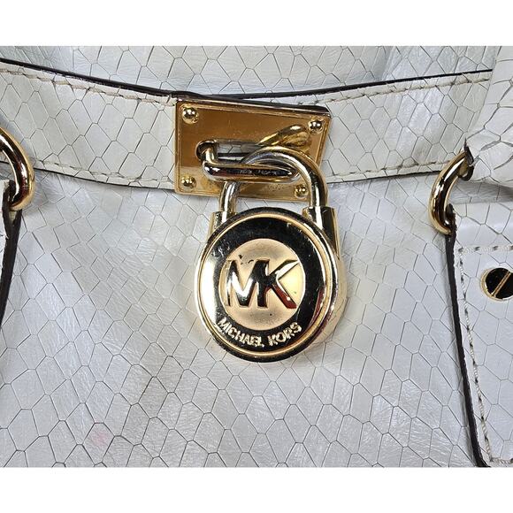 Rare White Michael Kors Snake Leather Python Hamilton Purse Satchel 35S5SHLT3N - Picture 3 of 12